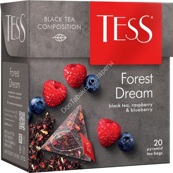 Tess Forest Dream черный чай в пирамидках со вкусом малины и черники 20 пак оптом 
