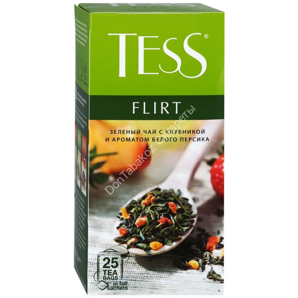 Чай зеленый Tess с белым персиком и клубникой 25 пак оптом 